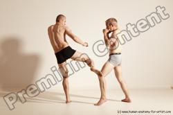 Underwear Martial art Man - Man White Moving poses Slim Short Blond Dynamic poses Academic